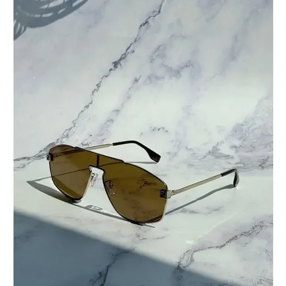 NEW Fendi FE40129U Sky Gold Metal Unisex Sunglasses $520